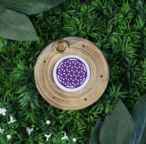 Wierookhouder  Hout "Purple Flower of Life"